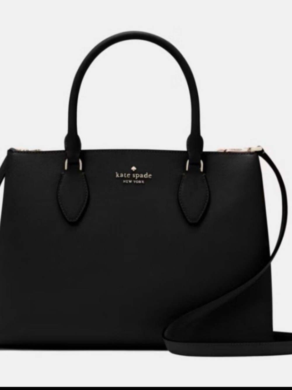 kate spade Black Leather Top-Handle Satchel with Strap NWT